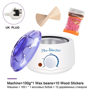 Electric Hair Removal Wax-melt Machine Heater 100g Wax Beans 10pcs Wood Stickers Hair Removal Sets Waxing Kit cera depilatori