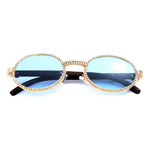 Vintage Round Diamond Sunglasses Men 2019 New Luxury Women Oval Crystal Wood Glasses Fashion Eyewear UV400 Gafas de sol mujer