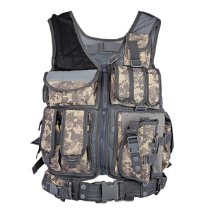 Outlife Men Military Tactical Vest Paintball Camouflage Molle Hunting Vest Assault Shooting Hunting Plate Carrier With Holster
