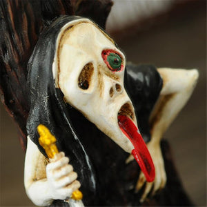Skull Shape Resin Backflow Incense Burner Tower Statue Figurine Ghost Head Home Decor